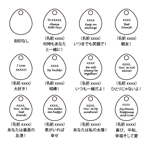 真鍮迷子札 Message Egg S/M/L 選べるメッセージ(筆記体フォント)