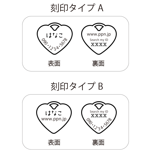 真鍮 迷子札 ぷちName Heart 刻印デザイン
