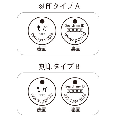 真鍮 迷子札 ぷちName + レザーチョーカーセット ぷちName Roundの彫刻デザイン