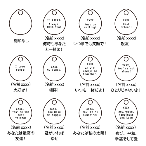 真鍮迷子札 Message Egg S/M/L 選べるメッセージ(ゴシックフォント)