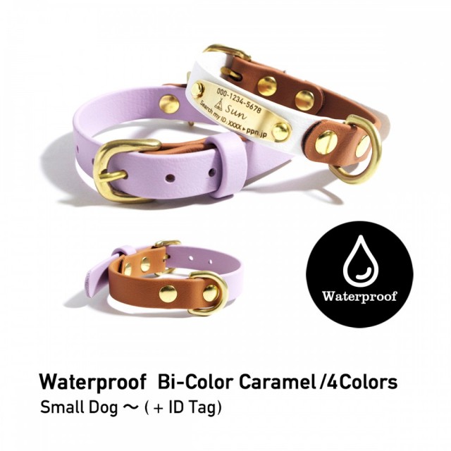 衛生的なWaterproof 防水首輪 BiColor Caramel 15mm小型犬向け